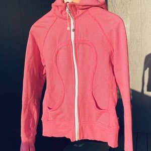 Lululemon Classic Scuba Hoodie Pink Micro stripe Size 6. GUC.